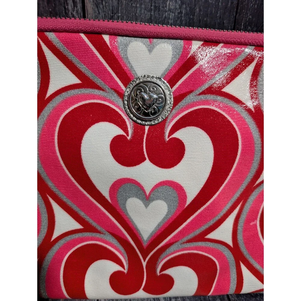 Brighton Padded Zip Top iPad Tablet Case Cover Twirly Hearts Pink Red White
